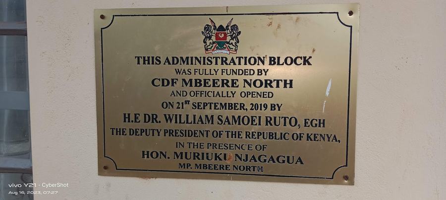 Administration block opening plaque