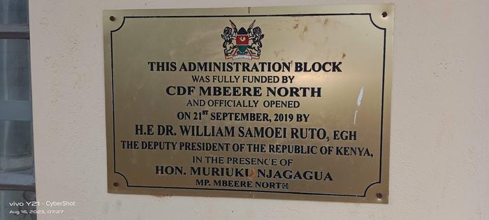 Administration block opening plaque